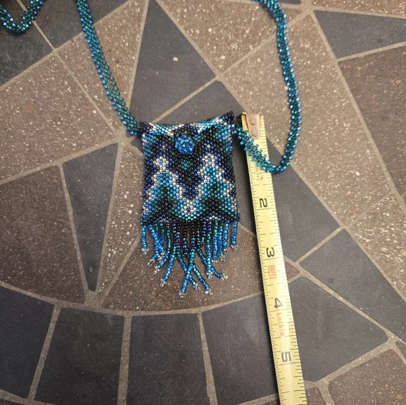 Boho Beaded Pouch Necklace - Picture 8 of 9